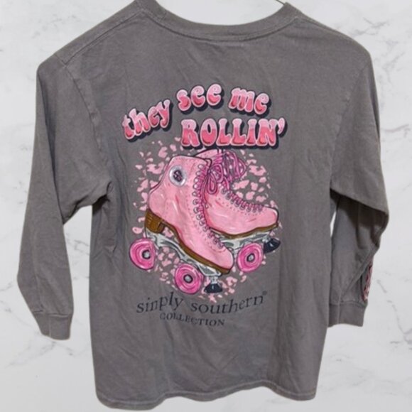 Simply Southern Gray Long Sleeve Tee Youth Small - Picture 4 of 5